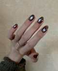 blue brown Cat Eye Press On Nails: hand painted custom Nails product logo