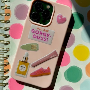 Chic Pink Aesthetic Epoxy Stickers - Trendy 3D Stickers for iPhone, iPad, MacBook, and Laptop Cases - Set of 8