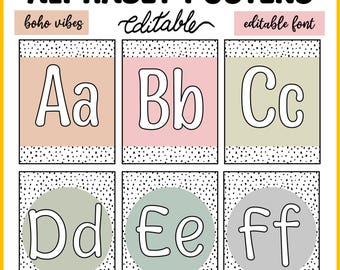 EDITABLE Modern Boho Spotty Classroom Alphabet Posters - Etsy Canada
