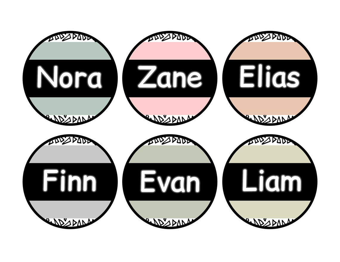 Printable Boho Student Name Labels, Editable Cubby Labels, Circle ...