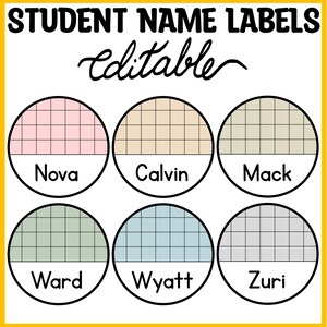 Printable Boho Spotty Student Name Tags, Boho Nametags, Door Display Tags, Back to School Name Labels, Round Name Plates,Editable Name Cards