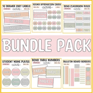 Paquete de etiquetas decorativas para el aula con lunares neutros y bohemios para la vuelta al cole, decoración de primaria, letreros de mesa, tarjetas con el alfabeto y etiquetas con los nombres de los estudiantes.