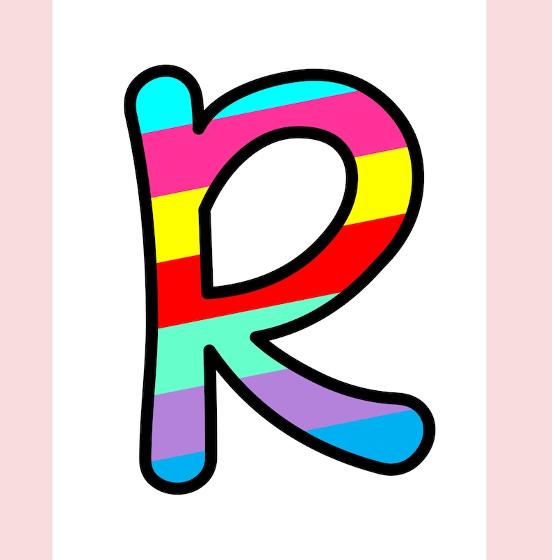 Colorful Ranbowletter R Printable Colorful Bulletin Board Letters for Kindergarten, Large ...