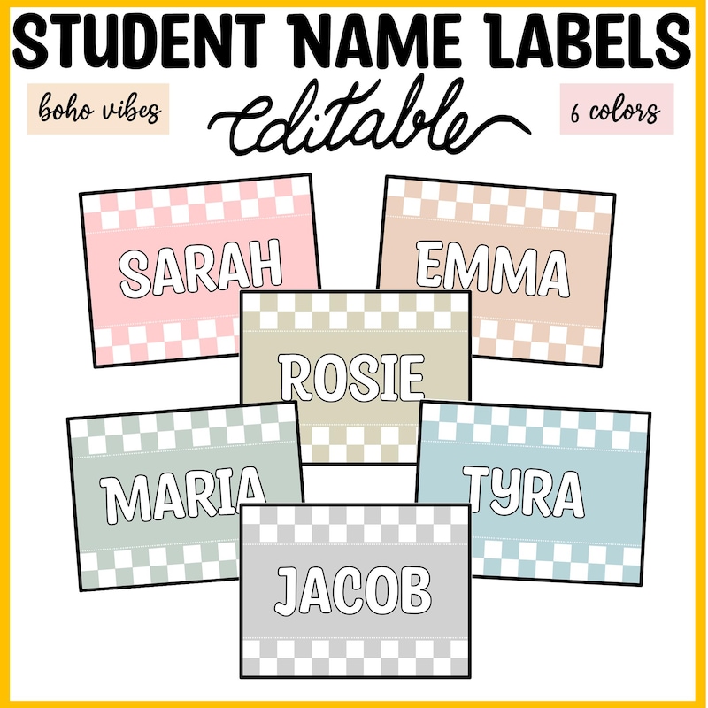 Name Tag Checkered - Etsy