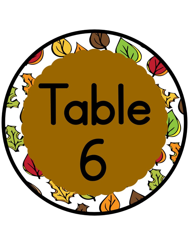 Printable Fall Table Numbers, Autumn Table Number Labels, Table Signs ...