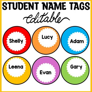 Round Bright Student Name Tags, Name Labels, Round Name Stickers. Back to School Name Stickers, Boho Bright Name Tags, Name Plates,Tags