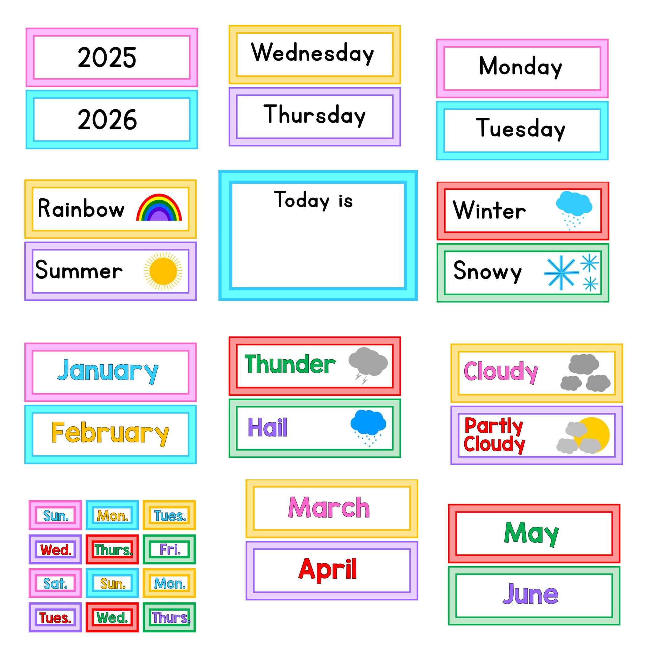 Printable Bright Colors Classroom Calendar Labels, Number Labels ...