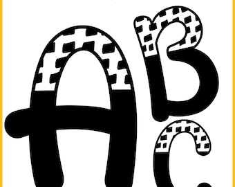 Printable Black and White Bulletin Board Letters, Large Alphabet Letters, Abstract Black and White Letters for Wall Displays, Letter Decor
