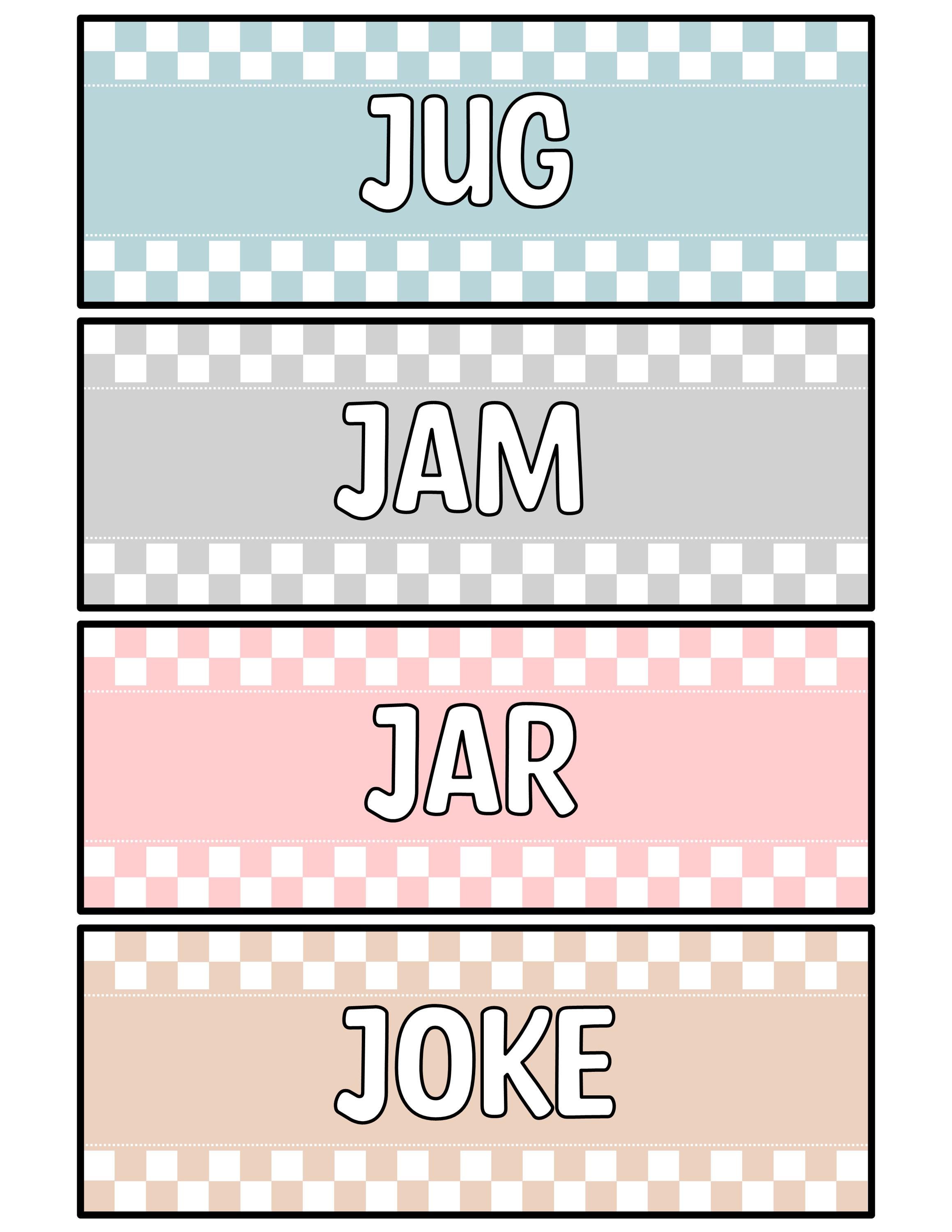 Printable Checkered Word Wall Labels, Alphabet Flashcards, Checkered ...