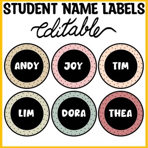 Round Bright Student Name Tags, Name Labels, Round Name Stickers. Back to School Name Stickers, Boho Bright Name Tags, Name Plates, Tags