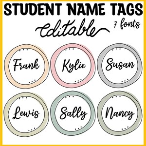 Abstract Boho Neutral Personalized Name Labels, Custom Classic Name Templates, Student Name Labels, Cubby Labels, Nameplates,Boho Nametags