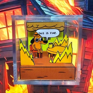 Das ist Fine-Doggo Diorama Würfel - 3D Würfel - Schattenbox - Geschenk für Hundefreunde - Büro Geschenk - Kollege Geschenk - Geburtstag - Valentin
