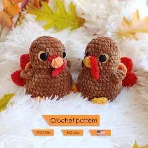 Crochet Turkey Pattern, Amigurumi Plush Bird PDF, Thanksgiving NO SEW Crochet Pattern, Easy Crochet Tutorial, Digital Download