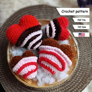 Chocolate hearts crochet pattern, 2-in-1 amigurumi hearts pattern, NO Sew valentine day crochet pattern, Crochet Valentine, English language