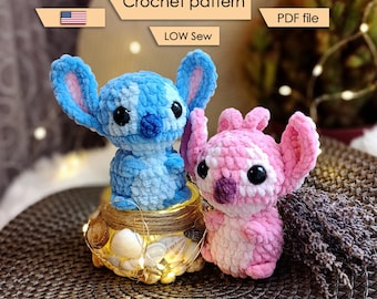 Alien and Angel Amigurumi Crochet Pattern: Low Sew Toys (PDF Download, English Only)
