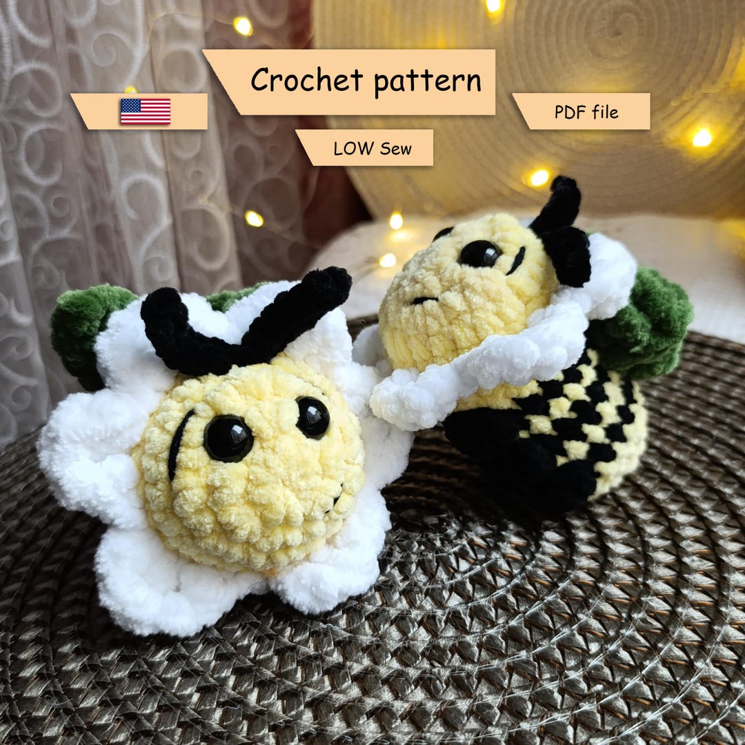 Flower Bee Crochet Pattern: Low Sew Amigurumi (PDF Download) - Etsy