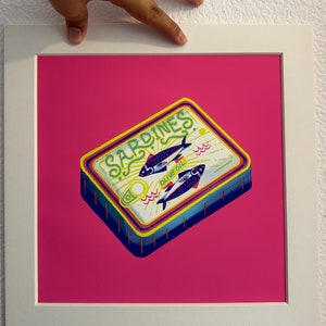 Poster Sardine impression numérique avec passe-partout blanc et papier cartonné blanc