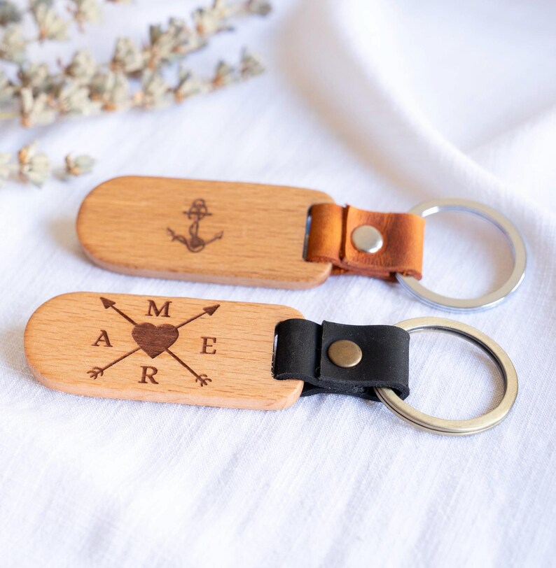 Personalized Family Name Sign Keychain, Custom Engraved Wood Keychain ...