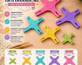Yarn Bobbins Set - Yarn Winder & Holder - Colorful Thread Organizer for Knitting, Crochet - Weaving