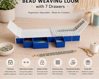 Large Bead Weaving Loom with 7 Drawers - Jewelry Loom Organizer - Miyuki Matubo Workstation