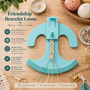 Friendship Bracelet Loom | Adjustable Macrame & Beading Tool | DIY Jewelry Making Jig | Handmade Craft Station