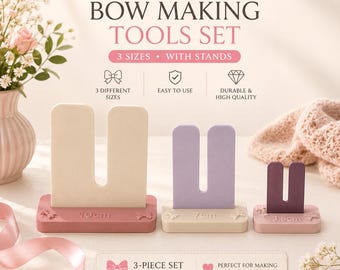 3-Piece Bow Making Tool Set with Stands – 3 Sizes for Crafts, Gift Wrapping