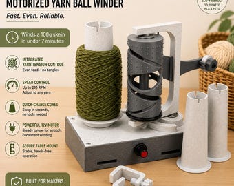 Electric Yarn Ball Winder with Tension Control - Motorized - Quick Change Cones and Tensioner
