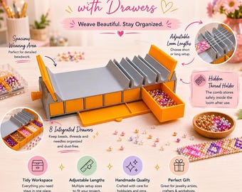 Bead Weaving Loom with 8 Drawers | Bracelet Making Tool | Miyuki Workstation | Jewelry Studio Gift