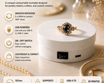 Rotary Display Stand for Jewelry | USB Powered Rotating Turntable for Product Photography & Reels