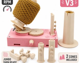 High-Speed Electric Yarn Ball Winder - Jumbo Cone Included - Center Pull Cake Maker - Speed Control