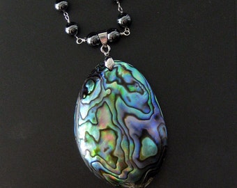 ON SALE - Aeaea - Abalone Shell and Hematite Necklace