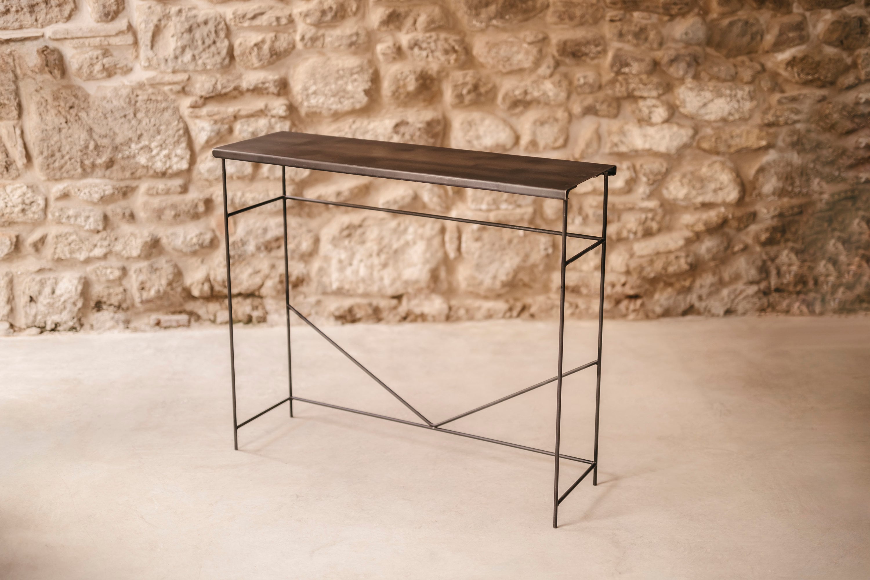 Console En Acier Noir/Table D'entrée Fer Cache-Radiateur Meubles Faits Main