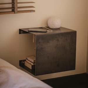 Steel nightstand / Floating nightstand / Bedroom nightstand / Steel table / Industrial style table