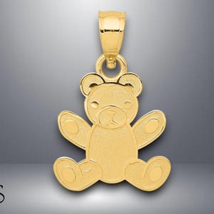14K Yellow Gold Teddy Bear Pendant with Necklace Chain Options