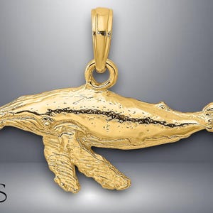 14K Yellow Gold 2-D Whale Charm with Necklace Chain Options