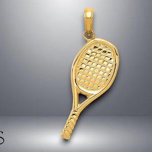 14K Yellow Gold 3-D Racquetball Pendant with Necklace Chain Options