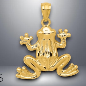 14K Yellow Gold Frog Pendant with Necklace Chain Options