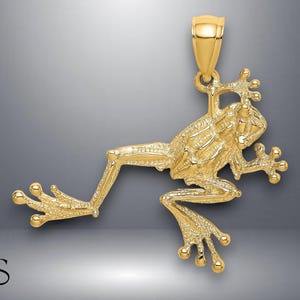 14K Yellow Gold 2-D Textured Frog Charm with Necklace Chain Options