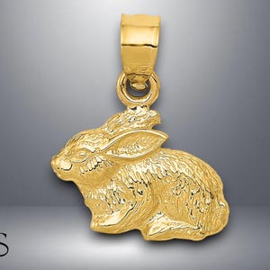 14K Yellow Gold Bunny Rabbit Pendant with Necklace Chain Options