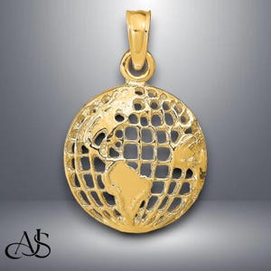 14K Yellow Gold Globe Pendant with Necklace Chain Options