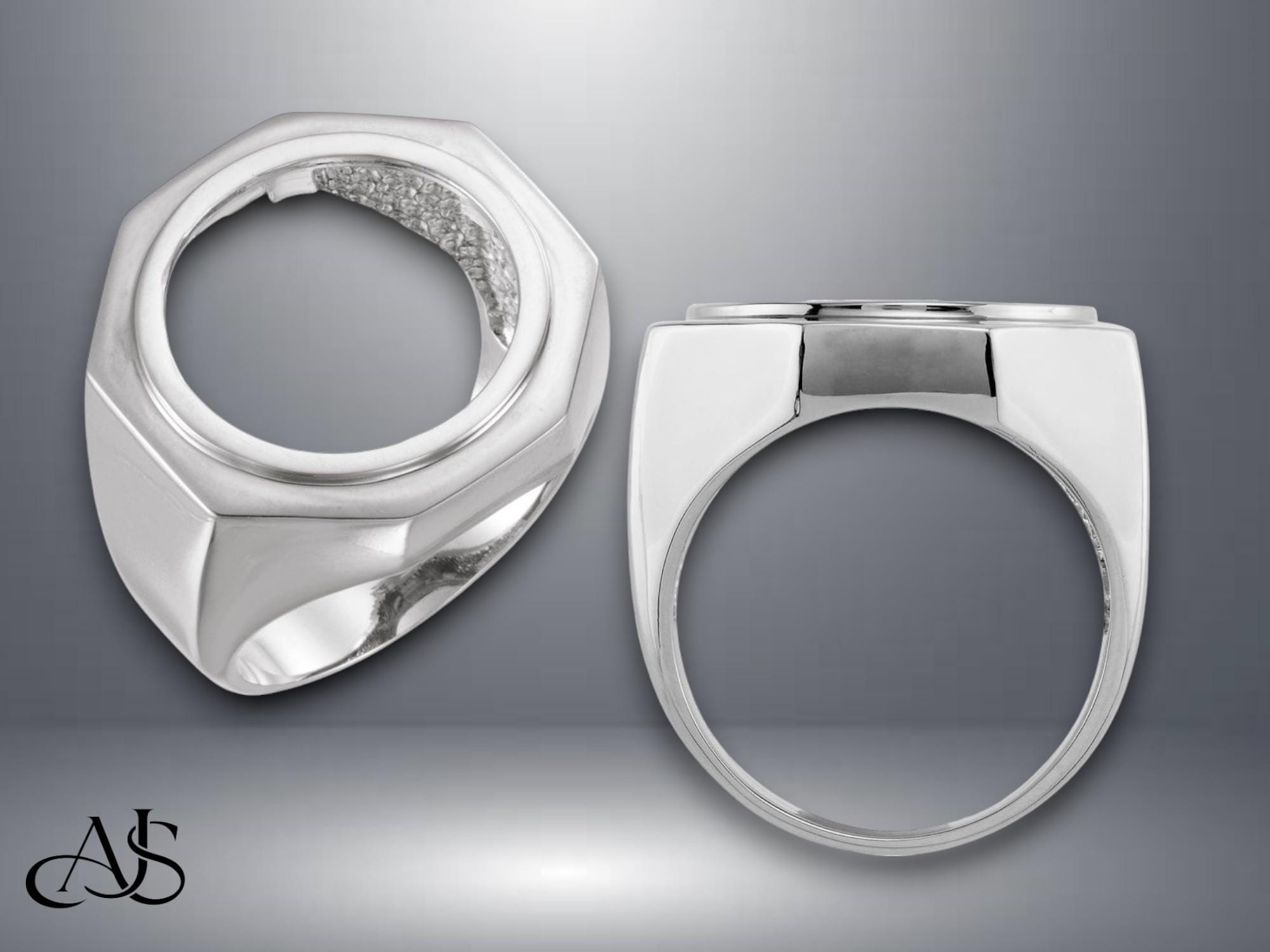 Coin Frame Bezel 17.9 Mm Coin Size Ring Mounting in 10K/14K/18K