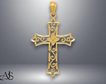 14K geelgouden kruishanger met ketting kettingopties