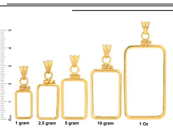14K Gold Pamp Suisse Lady Fortuna Bar Bezel Mountings Screw Top
