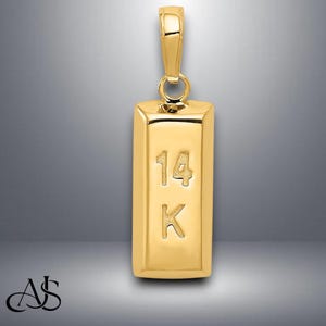 14K Yellow Gold 3D Gold Bar Pendant with Necklace Chain Options