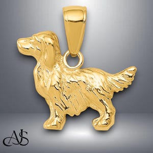 14K Yellow Gold Springer Spaniel Dog Pendant with Chain Options