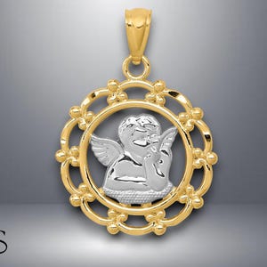 14K Yellow Gold Angel Pendant with Necklace Chain Options