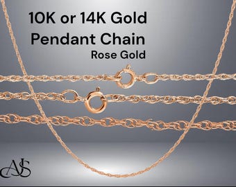 10K/14K Rose Gold Cable-Rope Pendant Chain: Elegant Necklace
