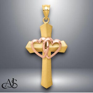 Entwined Flaming Hearts Cross in Sterling Silver, Catd-907