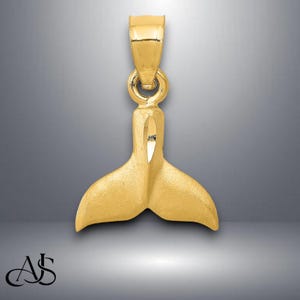 14K Yellow Gold 3D Whale Tail Pendant with Necklace Chain Options