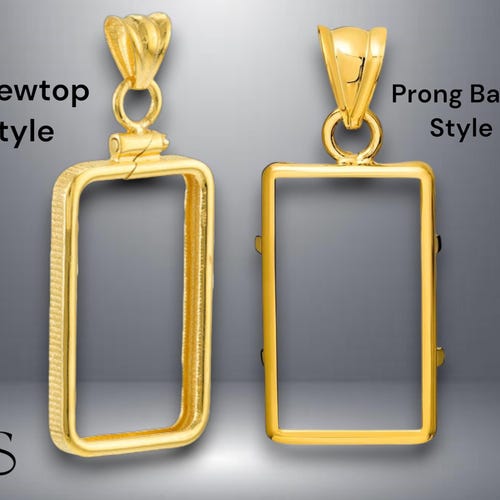 14K Gold Bar Pendant Frame Bezel for Pamp Lady Fortuna and Credit